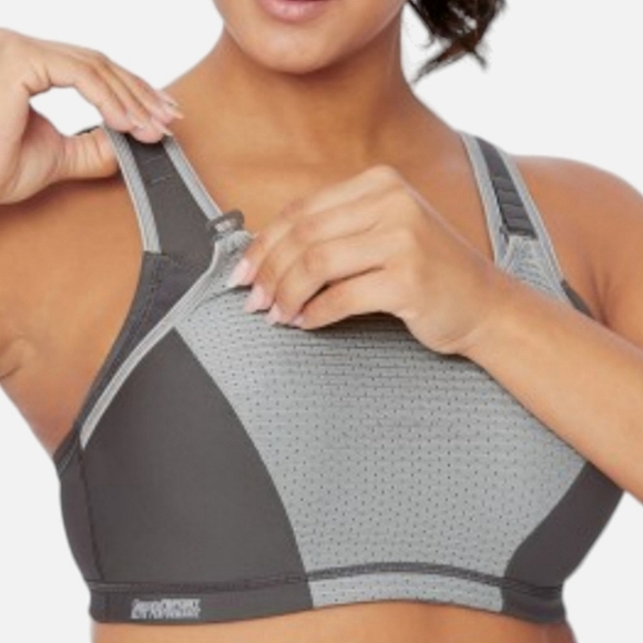 Glamorise Elite Performance Adjustable Support Wire Sport Bra Grey Size 32C NWOT - Picture 2 of 6